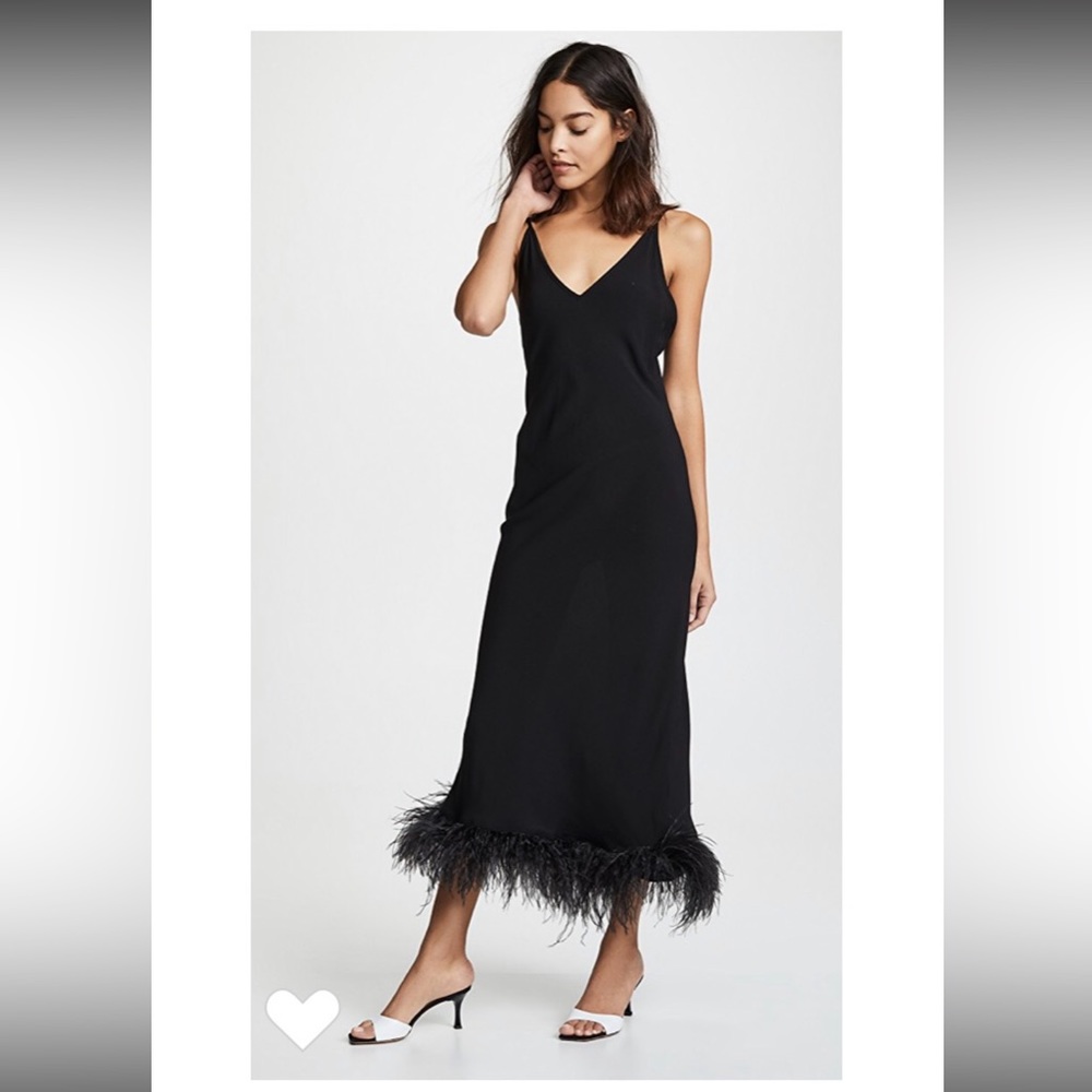 Never worn, Sleeper slip dress with feather trim